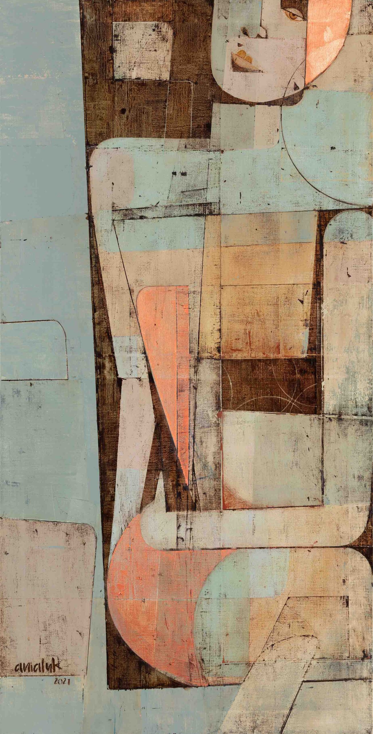 Uncertain art deco abstarct cubist artwork by Ania Luk, geometric abstraction